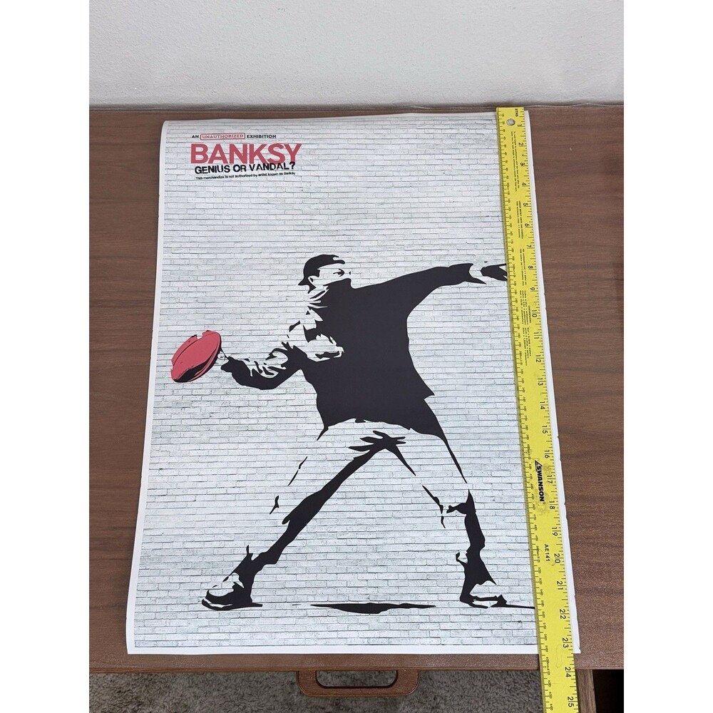 Banksy Expo VIP Exclusive Genius or Vandal? Art Poster Red Football Thrower